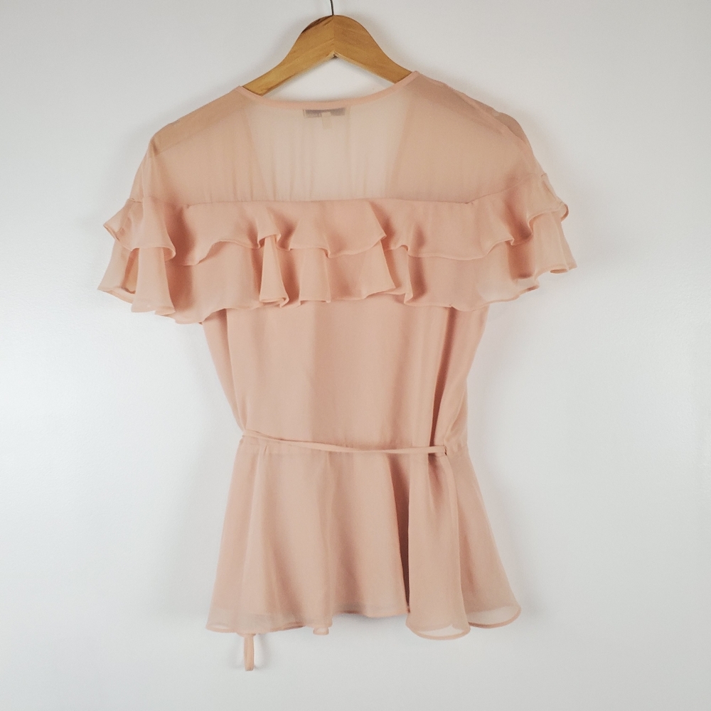 June & hudson frilly pink wrap top, large - Picture 4 of 7